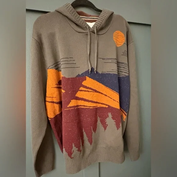 Desertcore oversized knit hoodie sun & stone XXL 100% cotton Gorpcore art kid - Picture 2 of 6